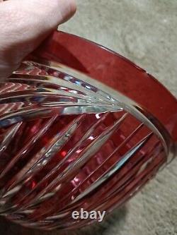 VINTAGE NACHTMANN CRYSTAL LARGE BOWL RED RUBY CUT TO CLEAR, 8. Thick