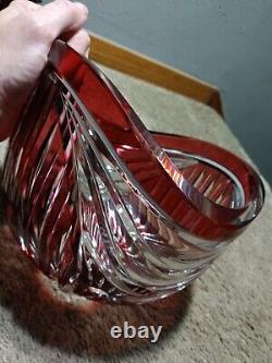 VINTAGE NACHTMANN CRYSTAL LARGE BOWL RED RUBY CUT TO CLEAR, 8. Thick