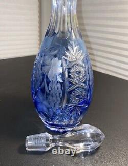 VINTAGE Nachtmann 15.5 Aqua Cut to Clear Glass Wine Decanter WithStopper STUNNING