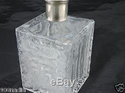 Vintage Silver Plated Neck Clear Frosted Glass Bacchus Mask Spirit Decanter