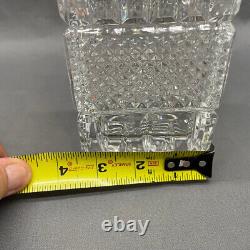 VTG Bohemian Czech Cut Crystal Whiskey Decanter Square glass with4 matching glass
