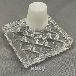 VTG Bohemian Czech Cut Crystal Whiskey Decanter Square glass with4 matching glass