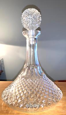 VTG DIAMOND CUT CRYSTAL DECANTER CUT GLASS SHIPS DECANTER 1950s ENGLISH