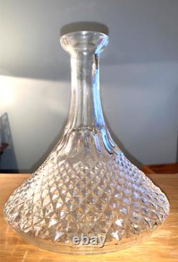 VTG DIAMOND CUT CRYSTAL DECANTER CUT GLASS SHIPS DECANTER 1950s ENGLISH