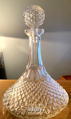 VTG DIAMOND CUT CRYSTAL DECANTER CUT GLASS SHIPS DECANTER 1950s ENGLISH