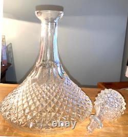 VTG DIAMOND CUT CRYSTAL DECANTER CUT GLASS SHIPS DECANTER 1950s ENGLISH