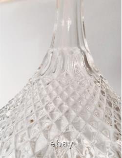 VTG DIAMOND CUT CRYSTAL DECANTER CUT GLASS SHIPS DECANTER 1950s ENGLISH