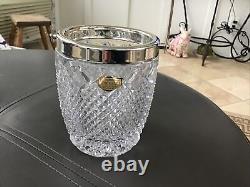 VTG Diamond Point Glass Silver Plate Top Decanter Pitcher With SM Ice Bucket