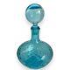 Vtg Empoli Blue Diamond Optic Genie Decanter Round Orb Stopper Art Glass Mcm