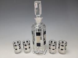 VTG Karl Palda Art Deco Czech Cubist Modernist Cut Crystal Glass Decanter Set
