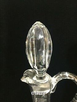 VTG Tall Victorian Clear Cut Crystal Glass Decanter withHandle, 16 1/2 T x 5 W