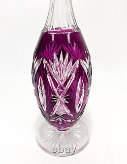 Val. St. Lambert Amethyst Purple Cut to Clear Glass Decanter