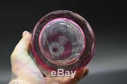 Val St Lambert Belgian Tilly Cased Cranberry Pink Cut To Clear 16 1/4 Decanter