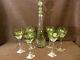 Val St Lambert Chartreuse To Clear Cut Crystal Decanter With 6 Cordial Glasses