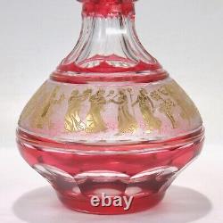 Val St. Lambert Cranberry Cut Glass Danse De Flore Wine Decanter