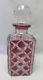 Val St. Lambert Cranberry Cut To Clear Crystal Decanter C. 1920