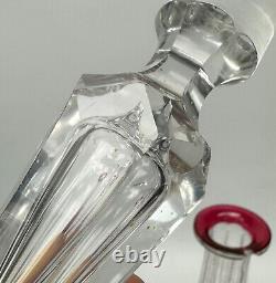 Val St. Lambert Cranberry Red Cut to Clear Glass Decanter