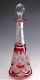 Val St. Lambert Cranberry Ruby Red Cut To Clear Crystal Glass Decanter -gorgeous