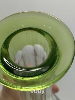 Val St Lambert Crystal Decanter Peridot Cut to Clear -SIGNED