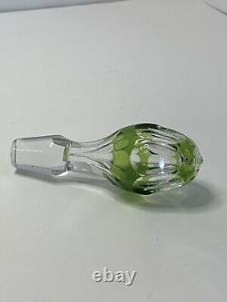 Val St Lambert Crystal Decanter Peridot Cut to Clear -SIGNED