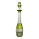 Val St Lambert Crystal Seville Decanter Chartreuse Green Cut To Clear With Stopper