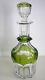 Val St Lambert Emerald Or Peridot Cased Cut Clear Crystal Decanter Signed
