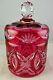 Val St. Lambert Ruby Red Cut To Clear Covered Glass Crystal Jar 3274/17 Pattern