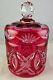 Val St. Lambert Ruby Red Cut To Clear Covered Glass Crystal Jar 3274/17 Pattern