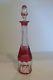 Val St. Lambert Seville Tcpl Cranberry / Ruby Cut-to-clear Glass Decanter