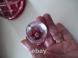 Val St Lambert Signed Cranberry Cut to Clear Decanter STUNNING