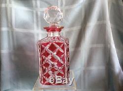 Val st Lambert Crystal red cased cut to clear decanter