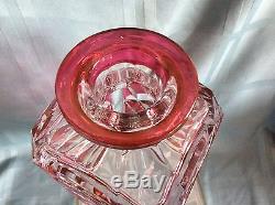 Val st Lambert Crystal red cased cut to clear decanter
