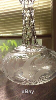Very Fine Pr. 19th. Cent. Blown Cut & Engraved Pittsburgh Glass Decanters