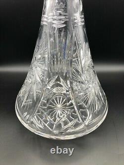 Very Rare Huge Cut Crystal Decanter with Vase Cup Stopper, 20 Tall, 7 1/2 Wide