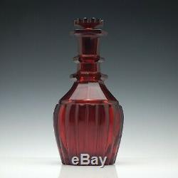 Very Rare Victorian Ruby Red Cut Glass Decanter c1850