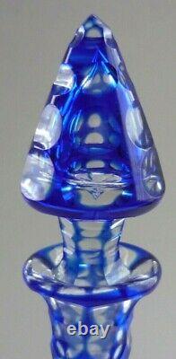 Victorian C19th Cobalt Blue Cut To Clear Faceted Glass Decanter/Scent Bottle