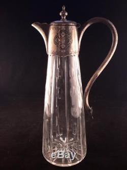 Victorian Cut Glass Silver Plate Claret Jug Decanter c1890