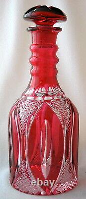 Victorian Cut glass ruby cut to clear decanter, 10 3/4 h. MAGNIFICENT
