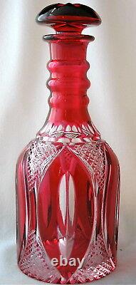Victorian Cut glass ruby cut to clear decanter, 10 3/4 h. MAGNIFICENT
