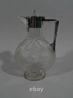 Victorian Decanter Antique Wine Barware English Sterling Silver Cut Glass