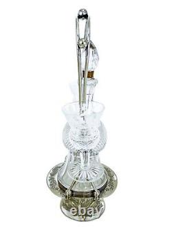 Victorian Edinburgh crystal'Thistle' silver plated decanter set, 2 shot glasses