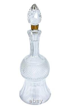 Victorian Edinburgh crystal'Thistle' silver plated decanter set, 2 shot glasses