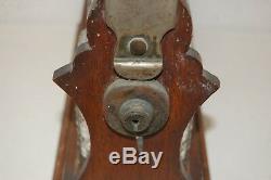 Victorian /Edwardian Oak Wood Tantalus with Cut Glass Decanters no key