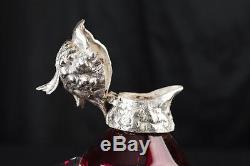 Victorian Silver Plate Cut Glass Hawk Eagle Decanter Jug