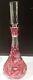 Vintage 16 Cranberry Crystal Cut To Clear Decanter With Large Stopper