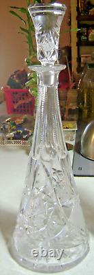 Vintage 16 Tall Bohemian Pineapple Waffle Starburst Cut Crystal Decanter