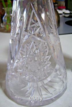 Vintage 16 Tall Bohemian Pineapple Waffle Starburst Cut Crystal Decanter