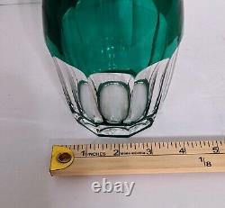 Vintage 1930's Val St. Lambert Green Cut to Clear Decanter WithStopper