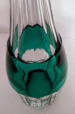 Vintage 1930's Val St. Lambert Green Cut to Clear Decanter WithStopper