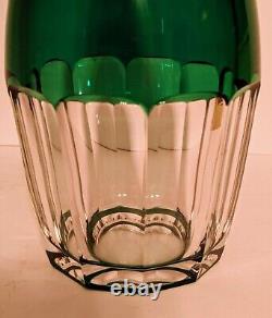 Vintage 1930's Val St. Lambert Green Cut to Clear Decanter WithStopper